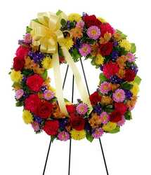 Colorful Standing Wreath from Flowers by Ramon of Lawton, OK