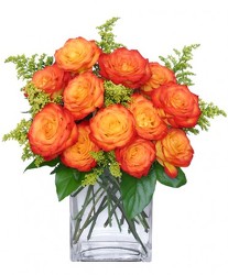 Fiery Love Vase of 'Circus' Roses from Flowers by Ramon of Lawton, OK