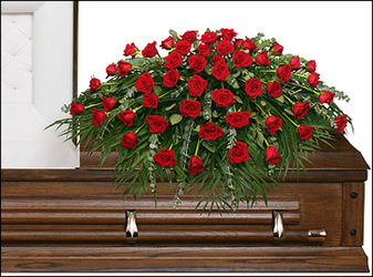 MAJESTIC RED CASKET SPRAY from Flowers by Ramon of Lawton, OK