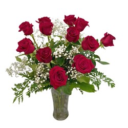 Dozen Red Roses with Babies Breath from Flowers by Ramon of Lawton, OK