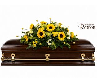 Field of Sunshine Casket Spray from Flowers by Ramon of Lawton, OK