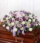 Lavender & White Mixed Half Casket Cover from Flowers by Ramon of Lawton, OK