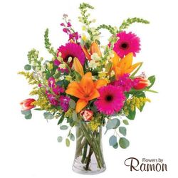 Vibrant Sunset from Flowers by Ramon of Lawton, OK